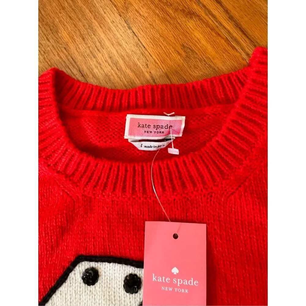 NWT Kate Spade Sequined Dice Wool Alpaca Oversized Sweater Size M - Picture 4 of 11